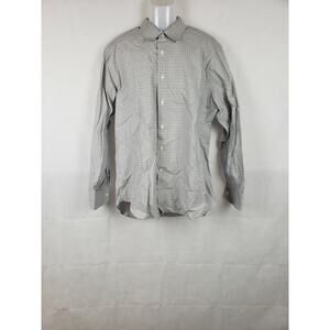 CANALI white square patterned dress shirt cuffed Mens Large
